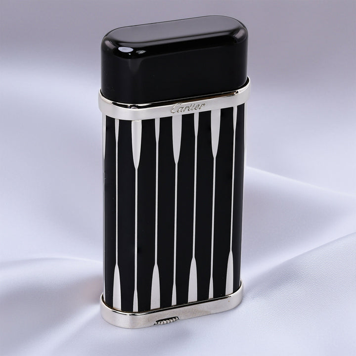 Cartier Godron Backgammon Black and Silver Lighter