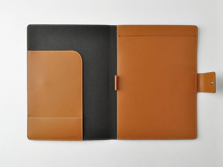 Italian Leather Portfolio with Snap Closure - A4