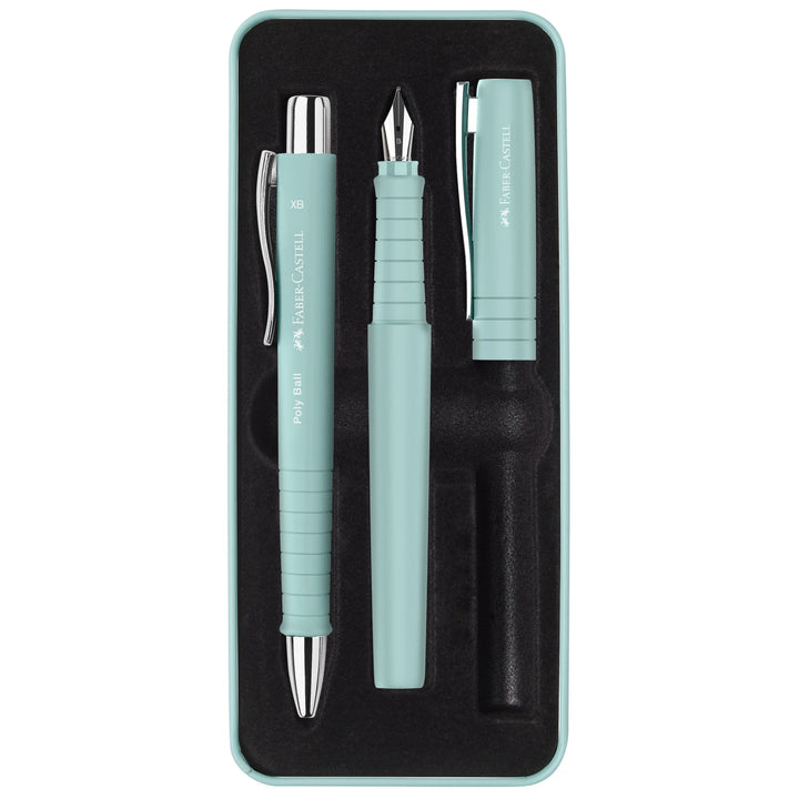 Faber-Castell Poly Fountain Pen and Ballpoint Gift Set - Caribic Blue