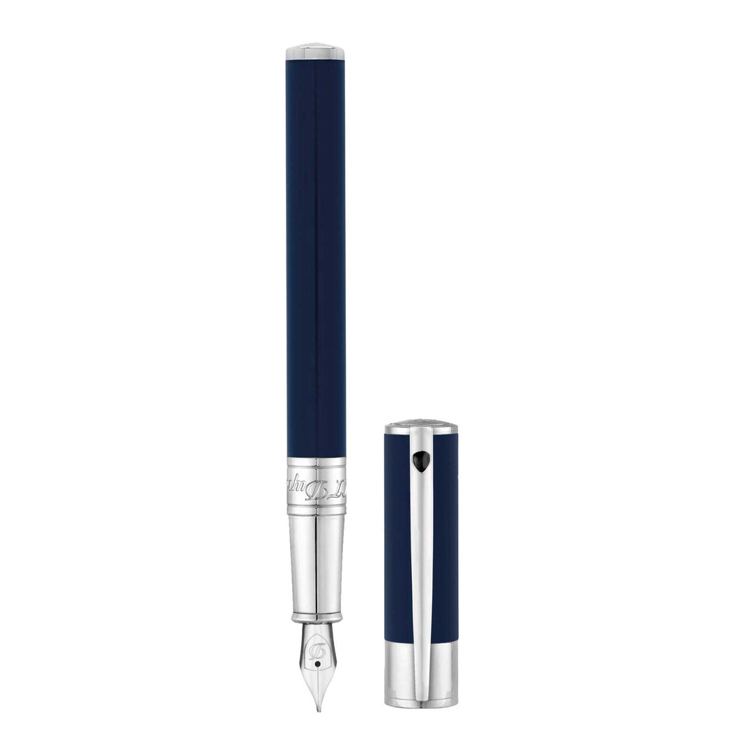 S.T. Dupont D-Initial Fountain Pen - Blue & Chrome