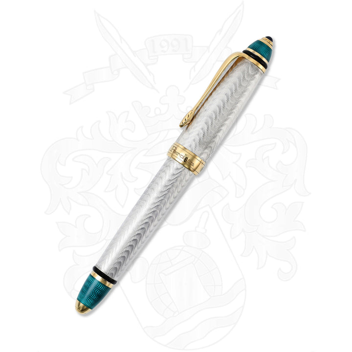 Michel Perchin Art Deco Limited 88 Sterling Silver Turquoise Fountain Pen