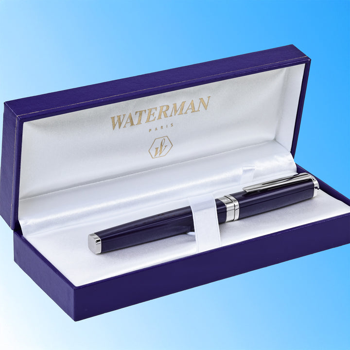 Waterman Exception Slim Blue wIth Silver Trim Rollerball