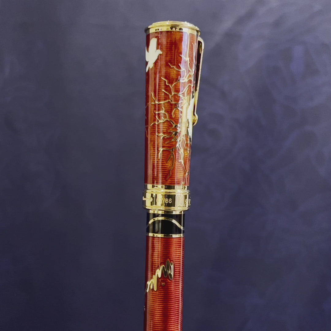 David Oscarson Tesla Fountain Pen - Translucent Red Gold