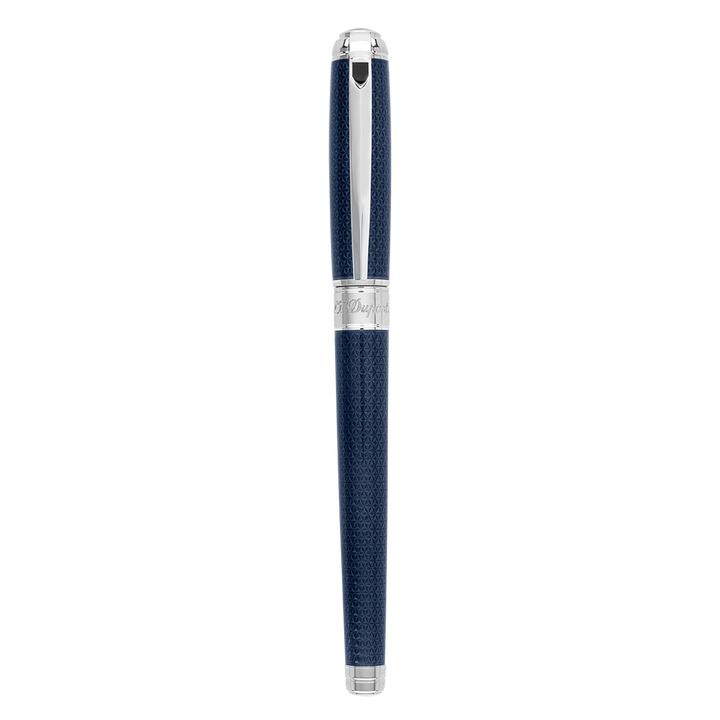 S.T. Dupont Line D Medium Rollerball Pen - Guilloche Blue & Palladium