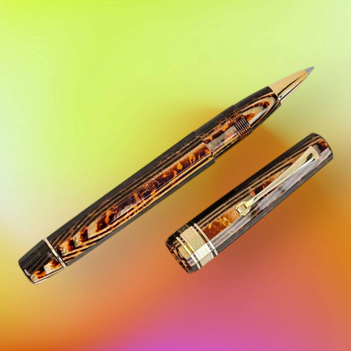 Omas Arco Brown Celluloid Rollerball with Gold Trim