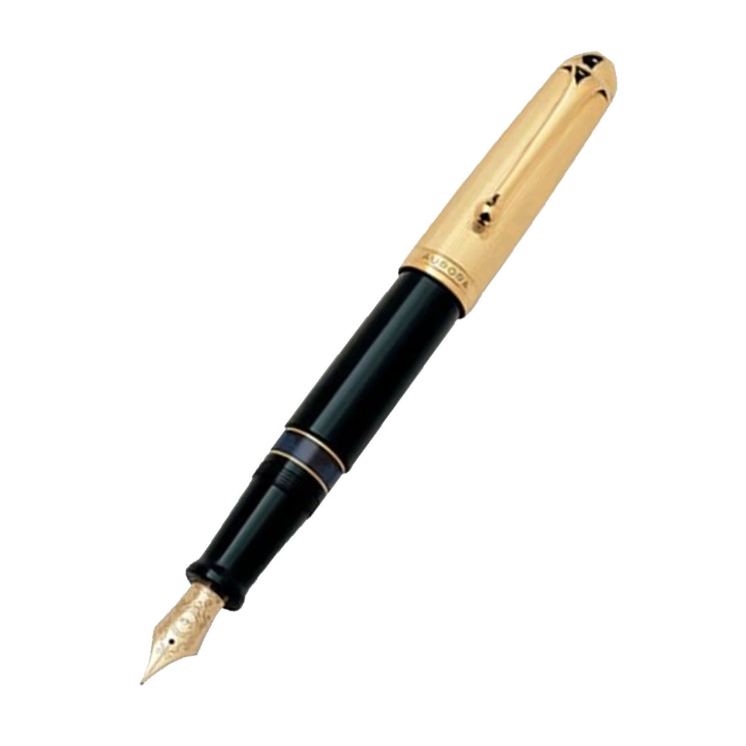 Aurora "88" Gold Plated Collection Gold Plated Cap/ Black Barrel Large Fountain Pen