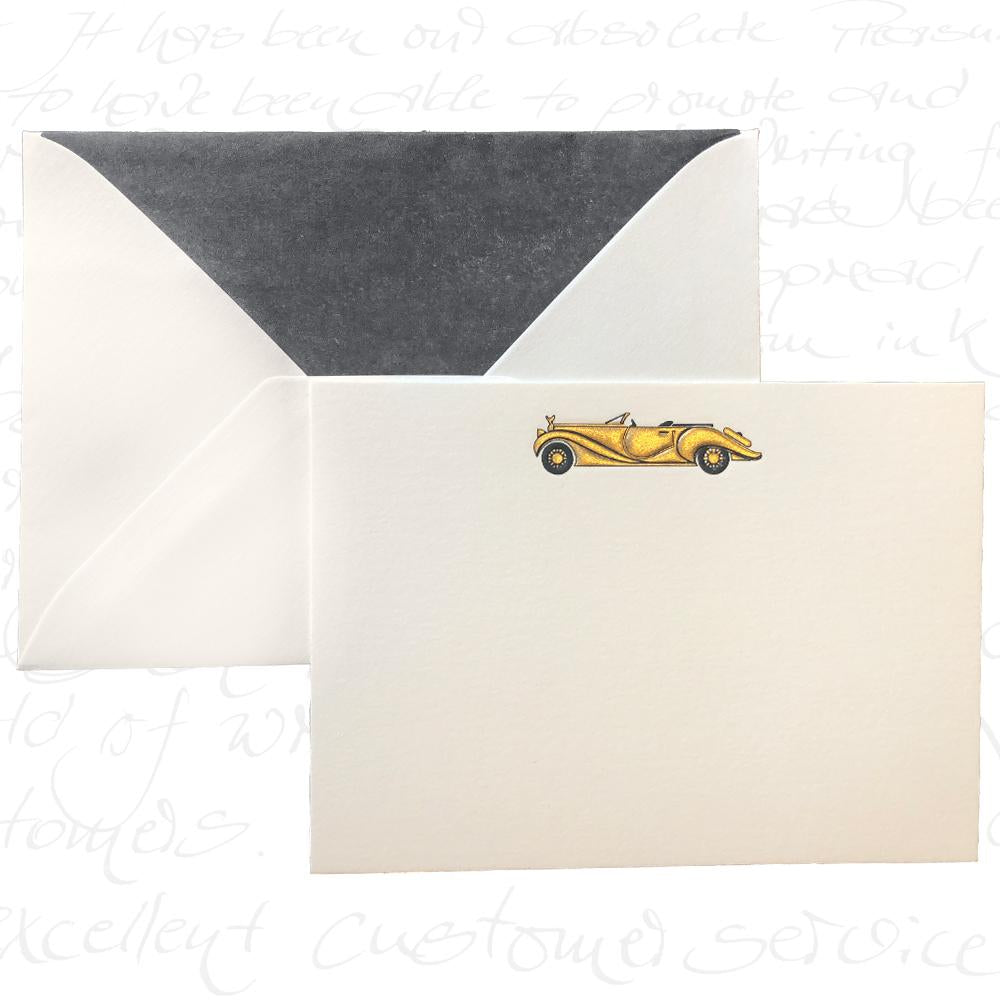 The Pleasure of Writing Engraved Cards - Gold Car (6ct)