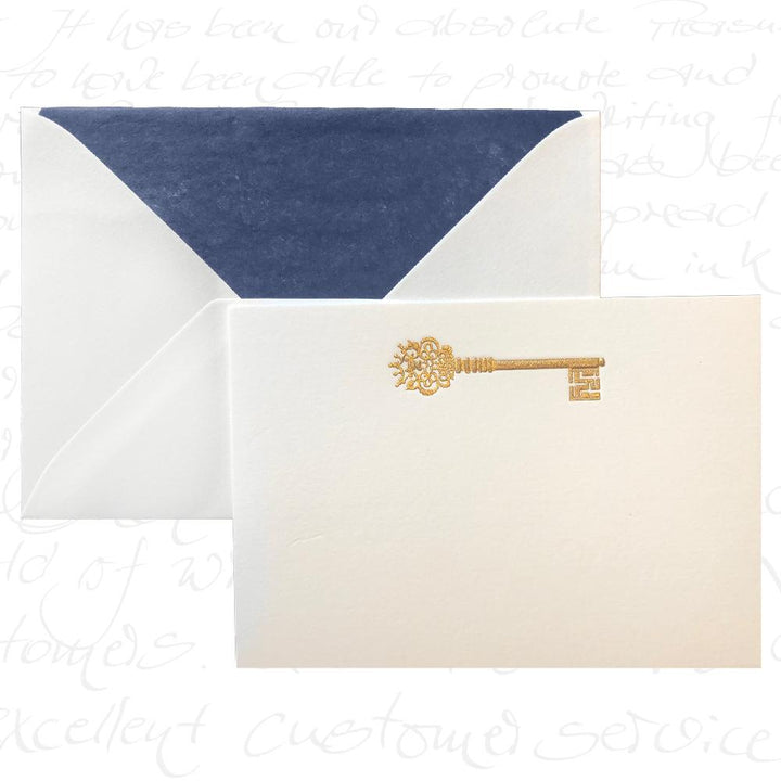 The Pleasure of Writing Engraved Cards - Golden Key  (6ct)