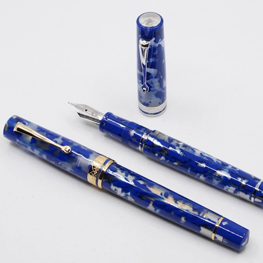ASC Bologna Medio Blue Lucens fountain pen - Gold Trim
