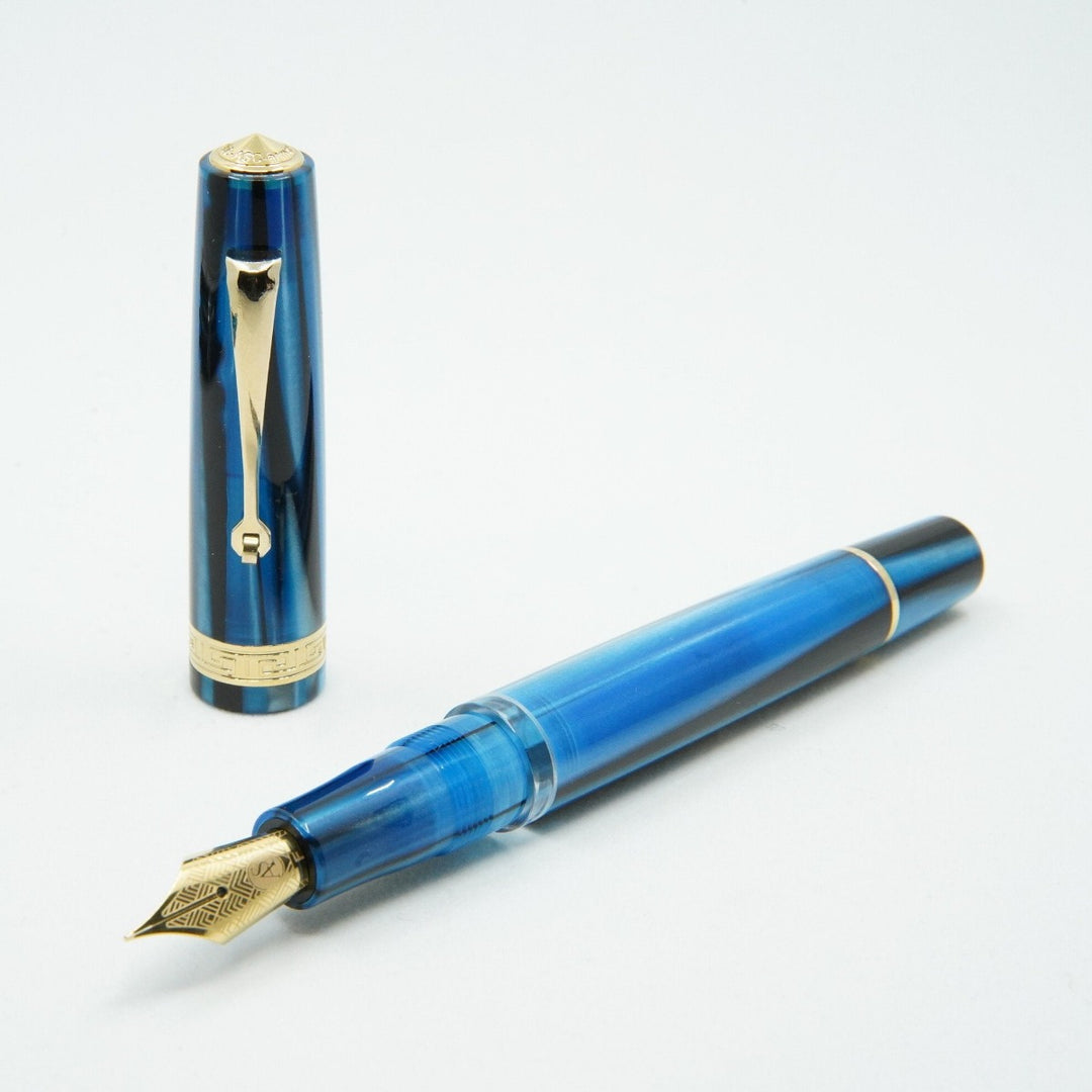 Armando Simoni Club Studio Blue Glacier Fountain Pen - Gold Trim