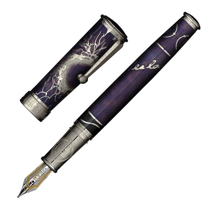 David Oscarson Tesla Fountain Pen - Deep Purple Silver