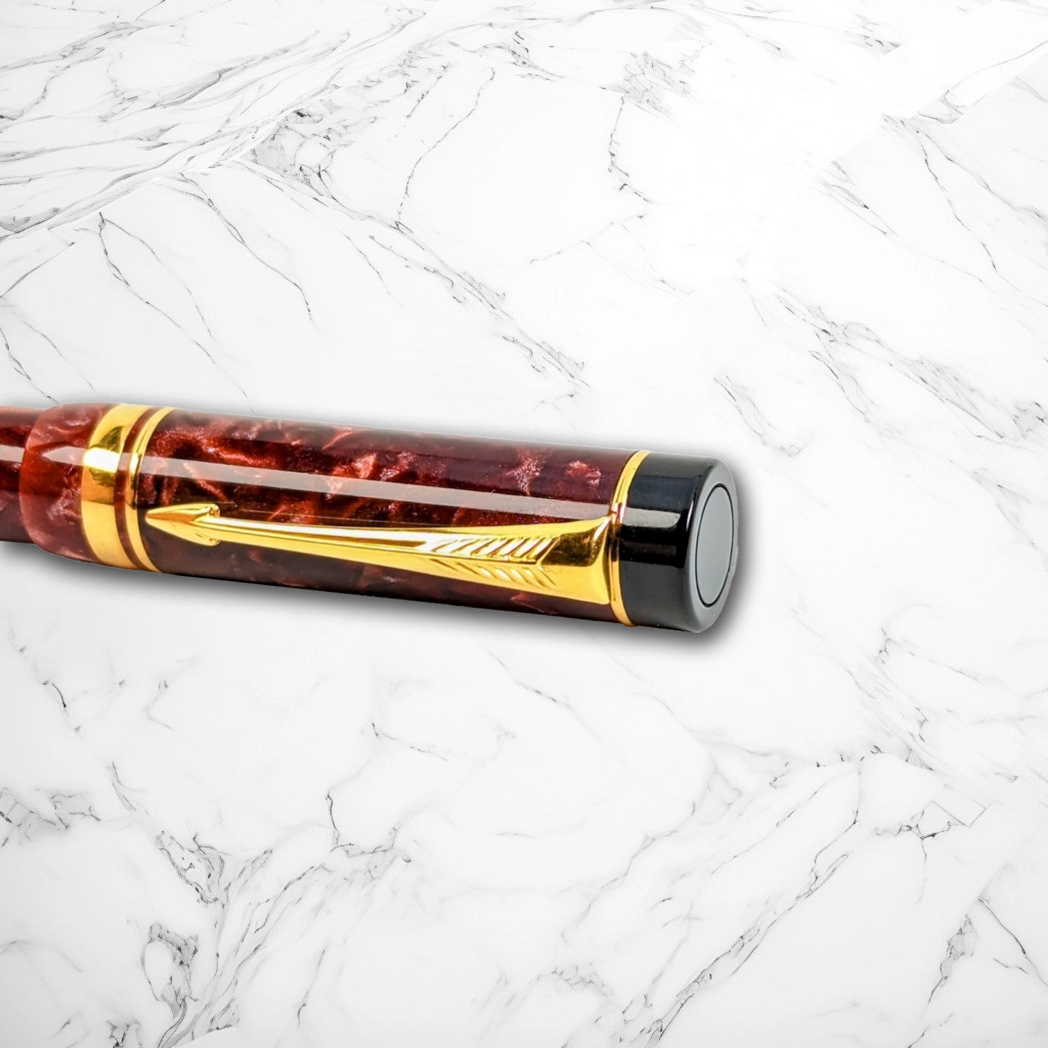 Parker Duofold International Red Marble Fountain Pen