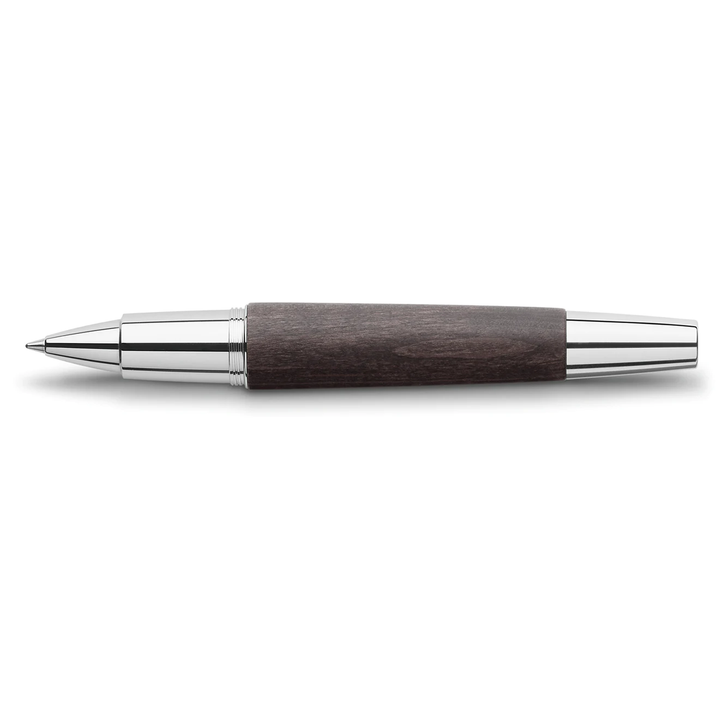 Faber-Castell E-Motion Wood & Polished Chrome-Black Rollerball Pen