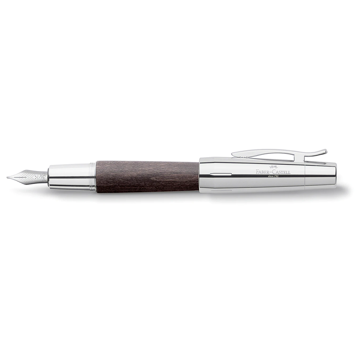 Faber-Castell E-Motion Wood & Polished Chrome-Black Fountain Pen