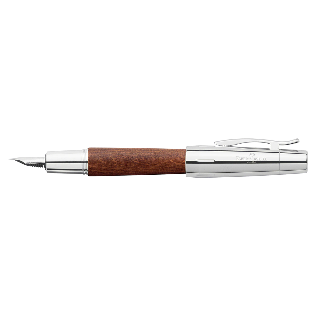 Faber-Castell E-Motion Wood & Polished Chrome-Brown Fountain Pen