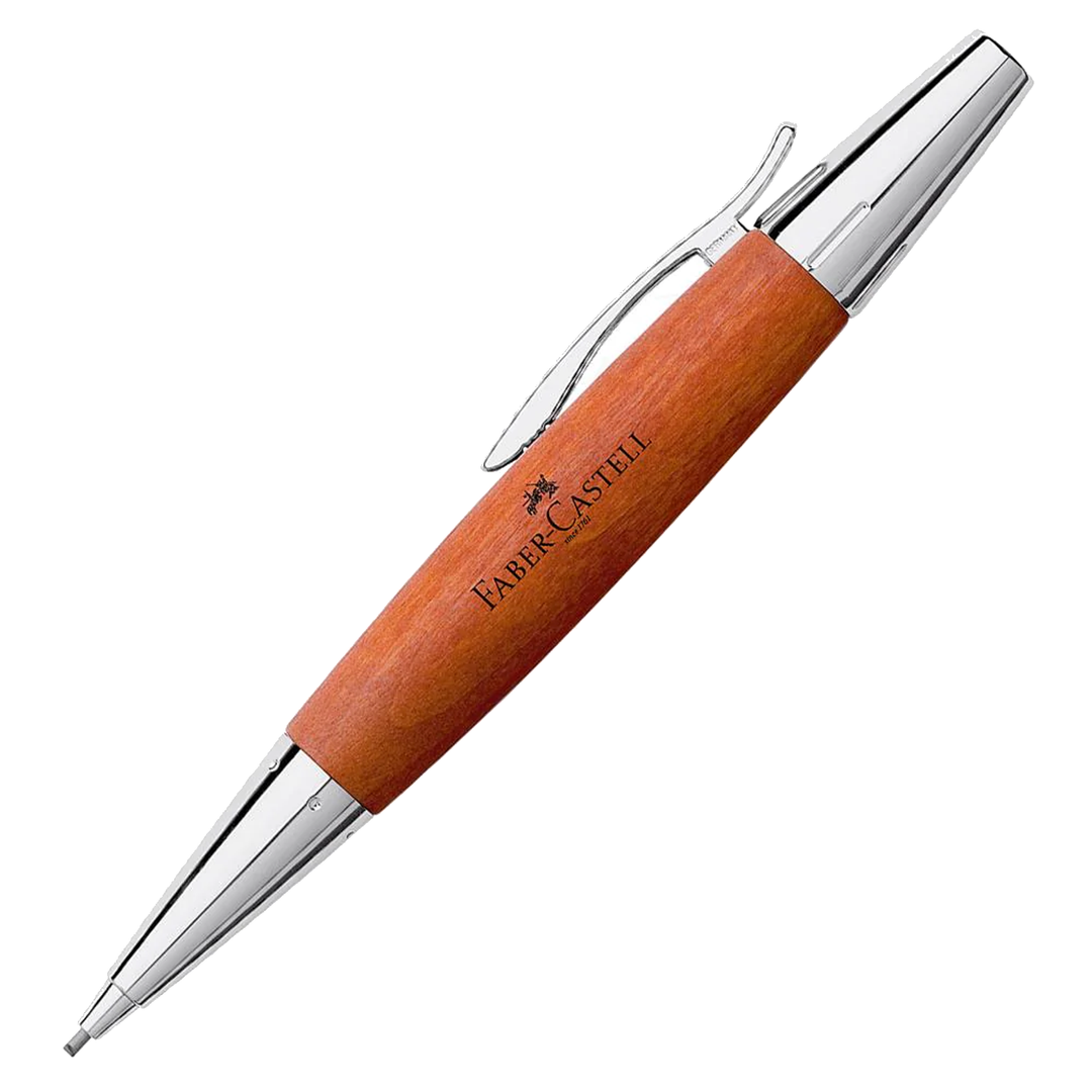 Faber-Castell E-Motion Wood & Polished Chrome-Brown Mechanical Pencil