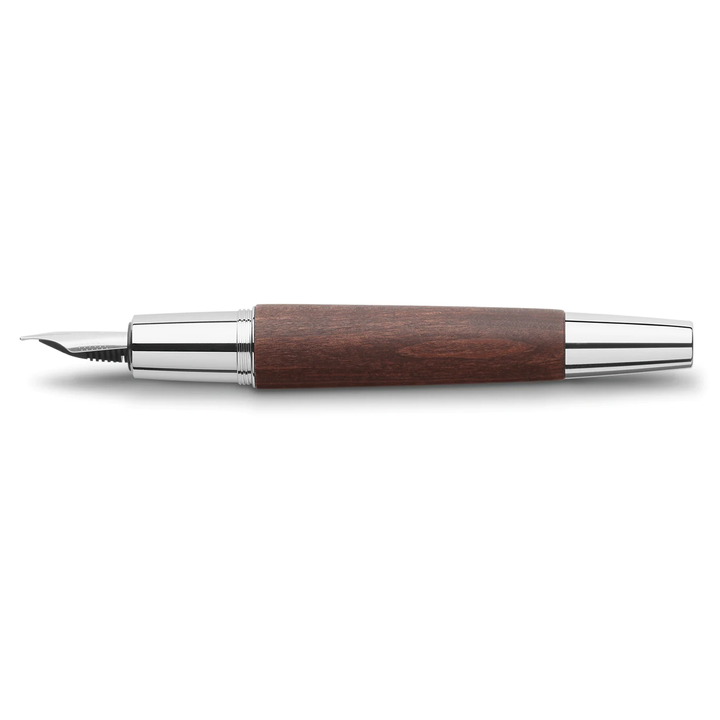 Faber-Castell E-Motion Wood & Polished Chrome-Dark Brown Fountain Pen