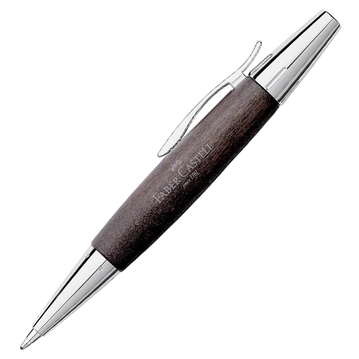 Faber-Castell E-Motion Wood & Polished Chrome-Black Ballpoint Pen