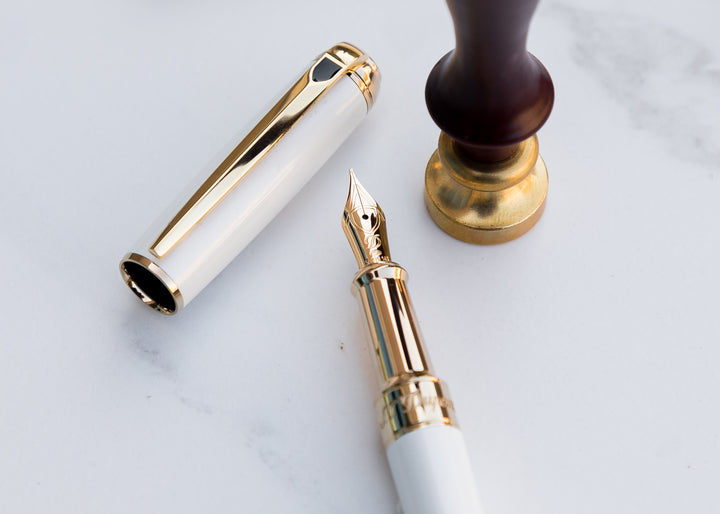 S.T. Dupont Line D Medium Fountain Pen - Pearl White