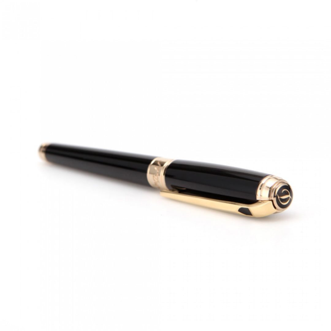 S.T. Dupont Line D Medium Fountain Pen - Black & Gold
