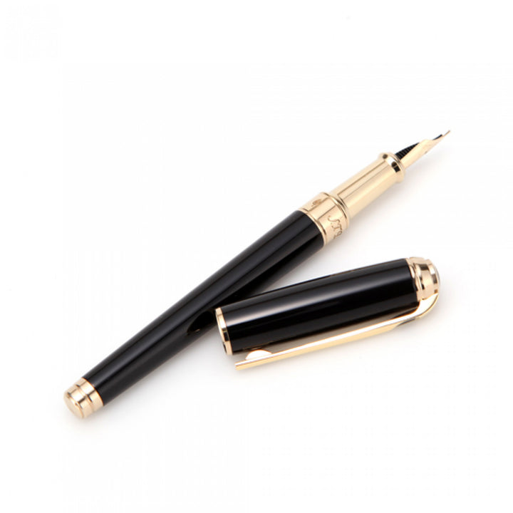 S.T. Dupont Line D Medium Fountain Pen - Black & Gold