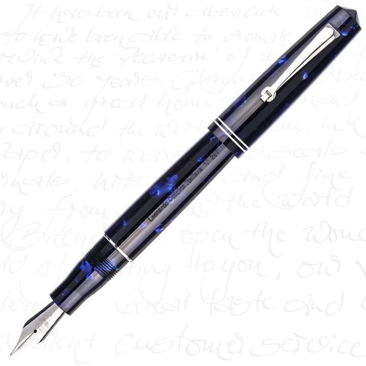 Leonardo Officina Italiana Momento Zero Fountain Pen - Deep Blue (Silver Trim)