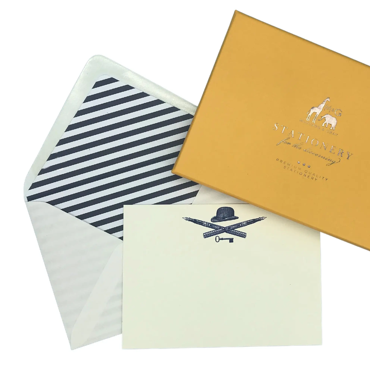 Mustard & Gray Notecard Set w/ Lined Envelopes