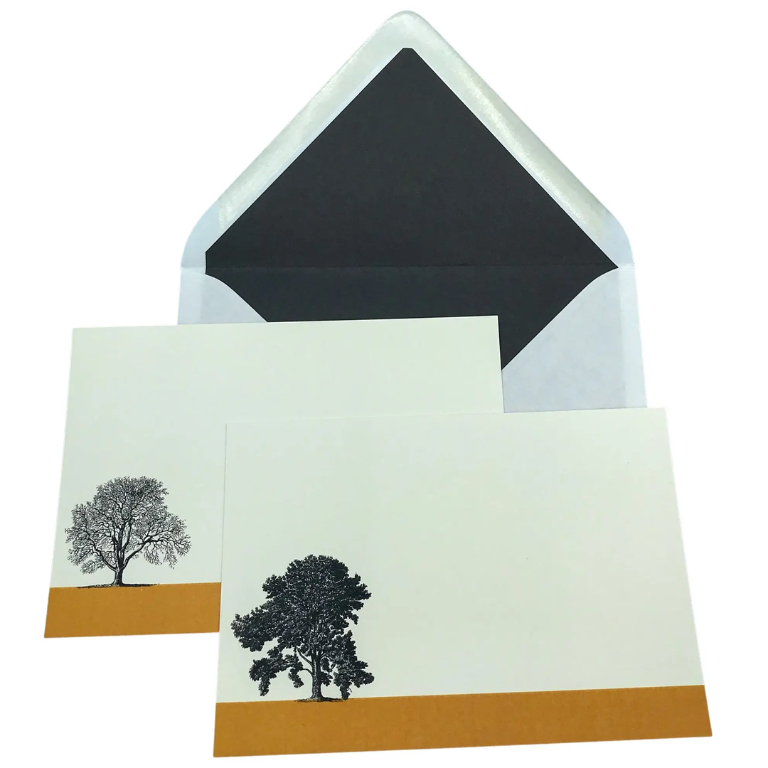 Mustard & Gray Notecard Set w/ Lined Envelopes