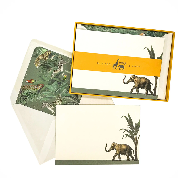 Mustard & Gray Notecard Set w/ Lined Envelopes
