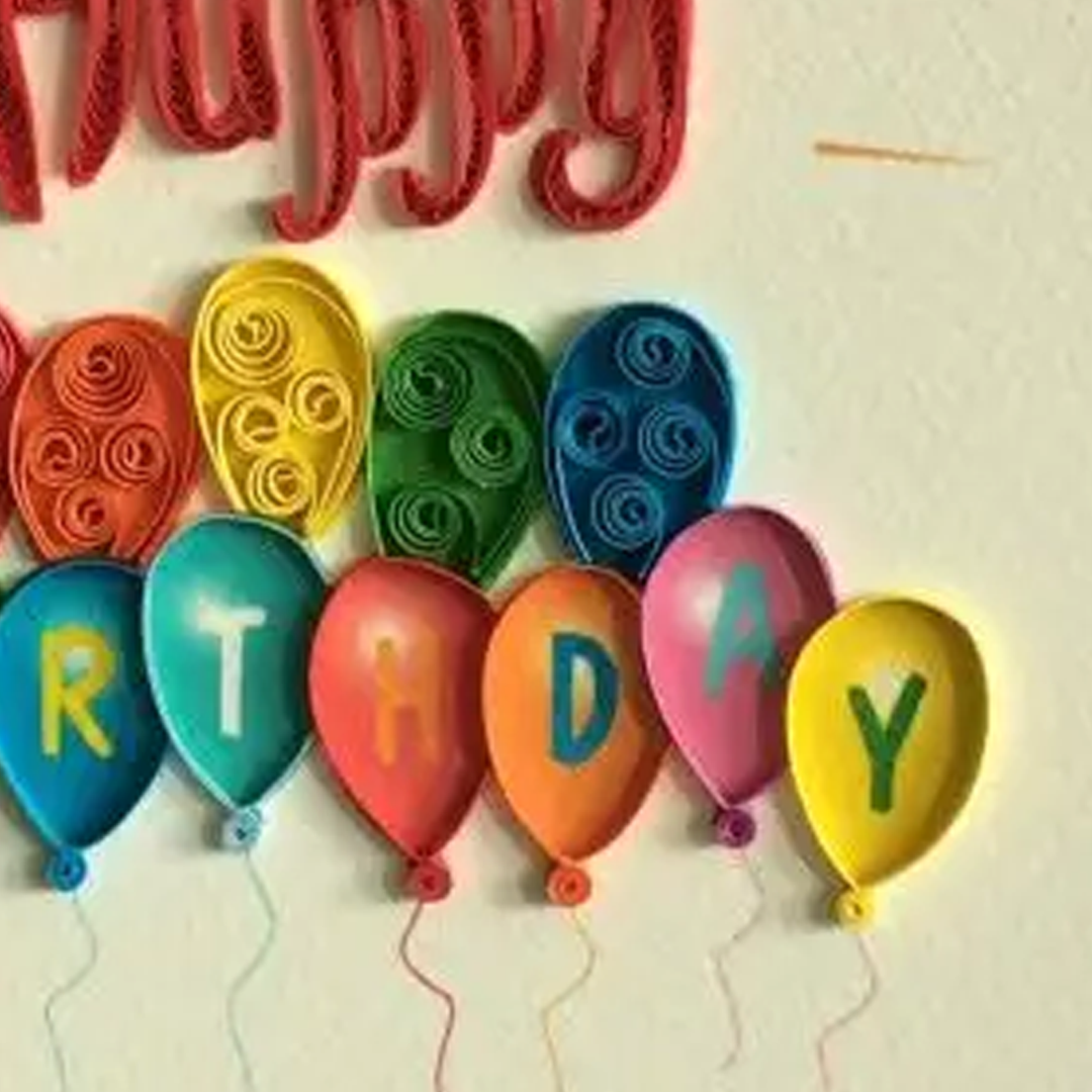 Happy Birthday Balloons "Quilled" Greeting Card