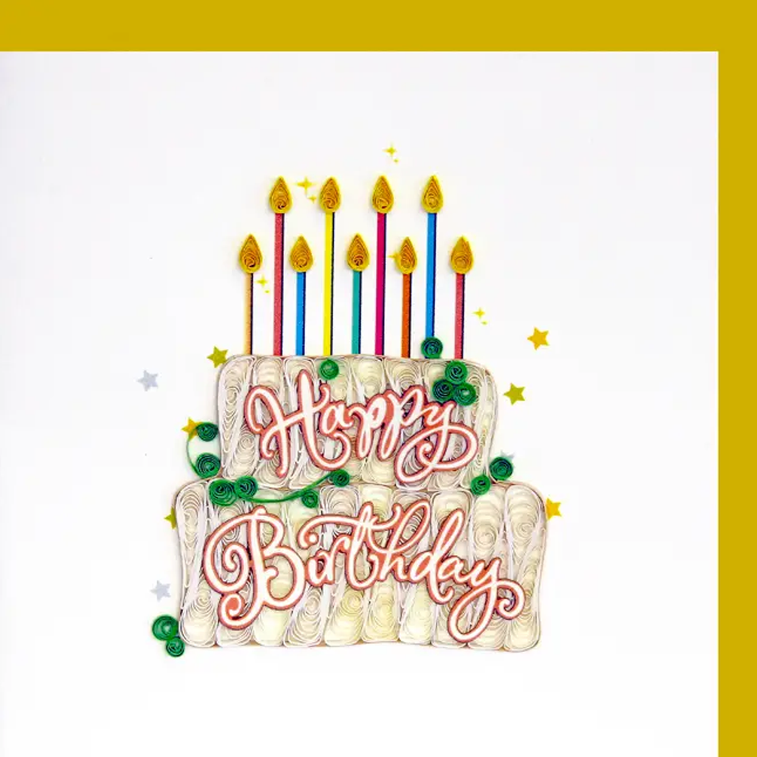 Happy Birthday Cake "Quilled" Greeting Card
