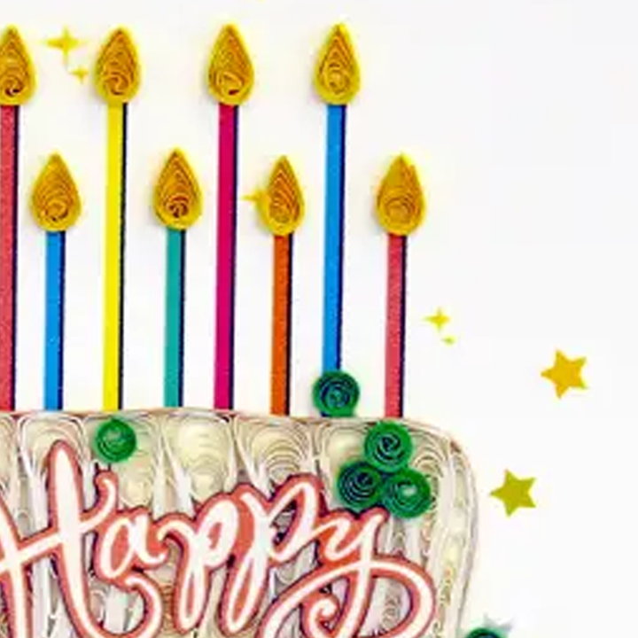 Happy Birthday Cake "Quilled" Greeting Card