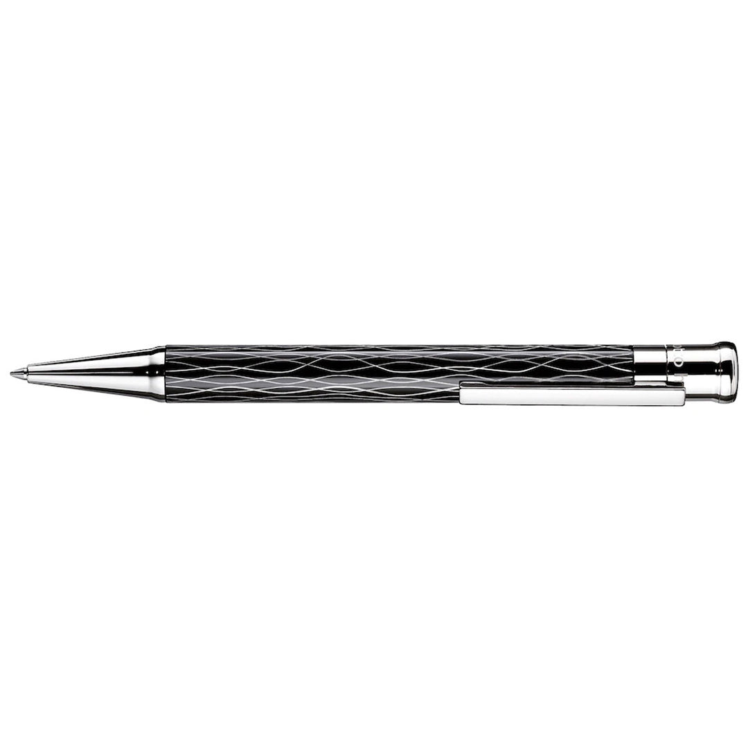 Otto Hutt Design 04 Black and Platinum Wave - Ballpoint Pen