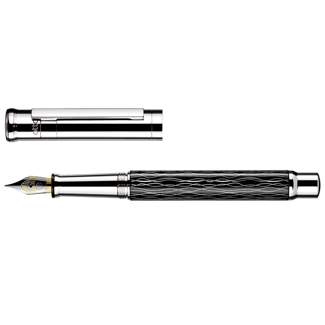 Otto Hutt Design 04 Black and Platinum Wave - Fountain Pen - Steel