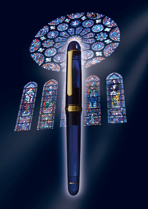 Platinum #3776 Century Fountain Pen - Chartres Blue w/ Gold Trim and Music Nib