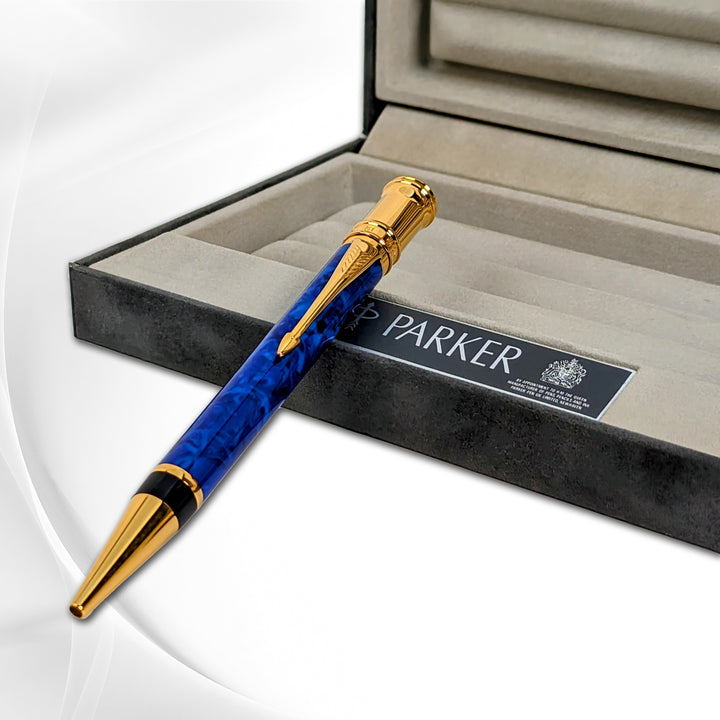 Parker Duofold MK I Centenial Size Blue Marble Ballpoint Pen
