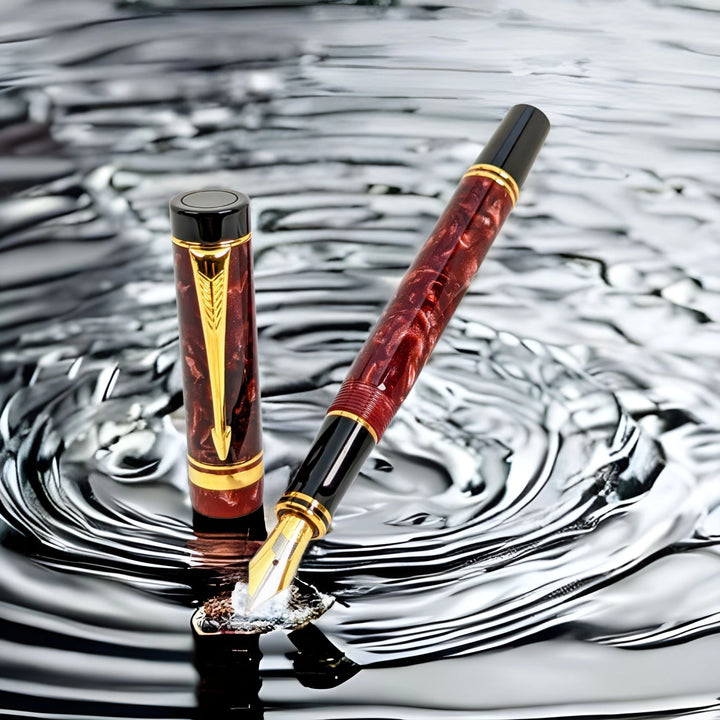 Parker Duofold International Red Marble Fountain Pen