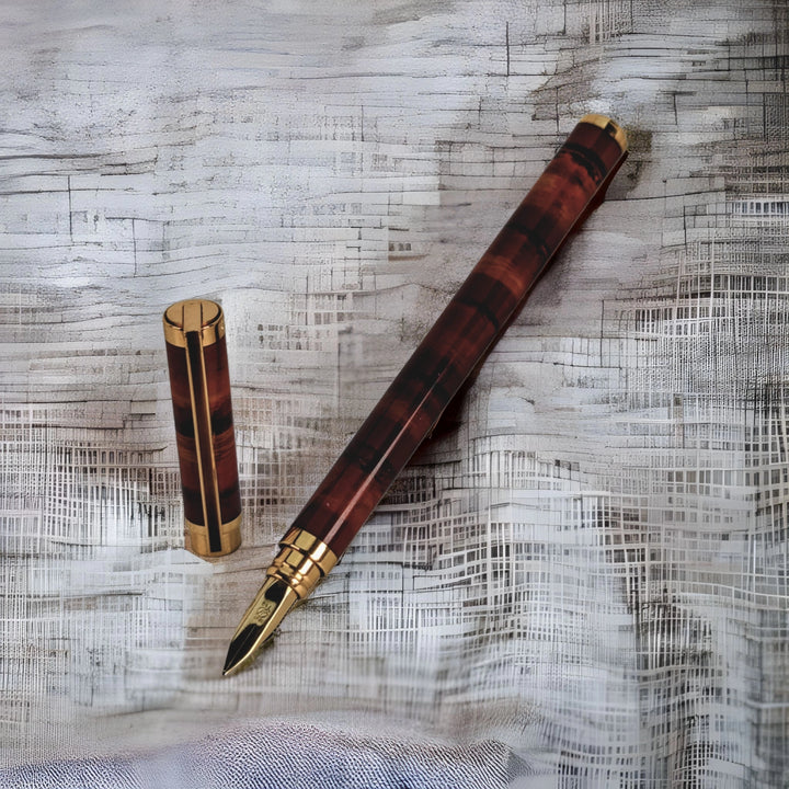S.T. Dupont Classic Slim Brown Lacquer Fountain Pen - Vintage