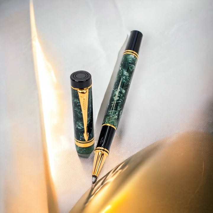 Parker Duofold MK I Green Marble Rollerball Pen