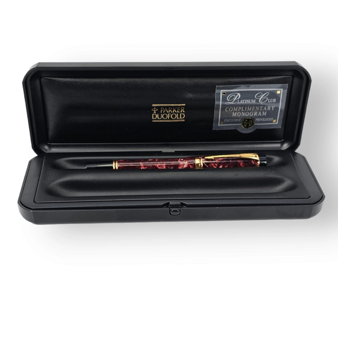 Parker Duofold MK I Red Marble Rollerball Pen
