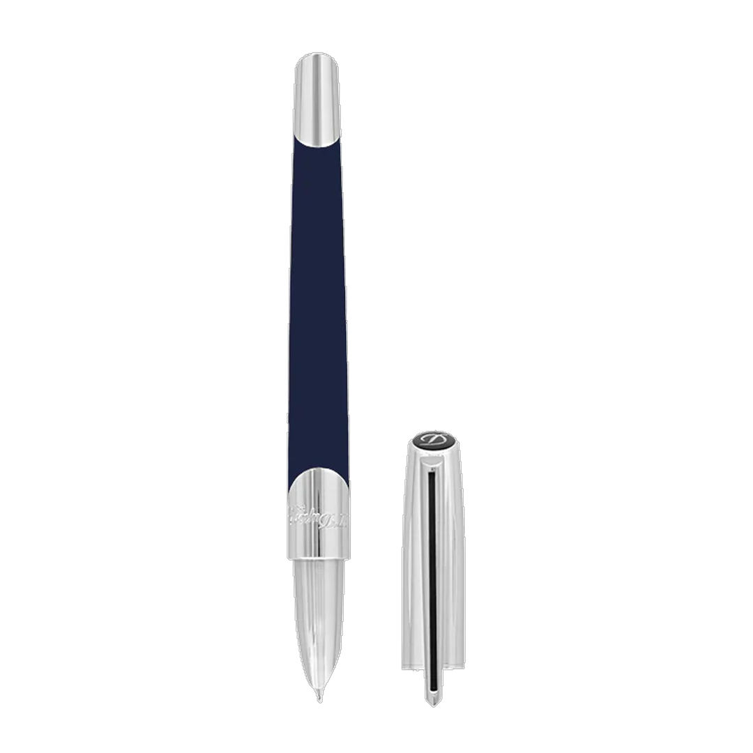 S.T. Dupont Défi Millenium Fountain Pen - Silver & Navy Blue