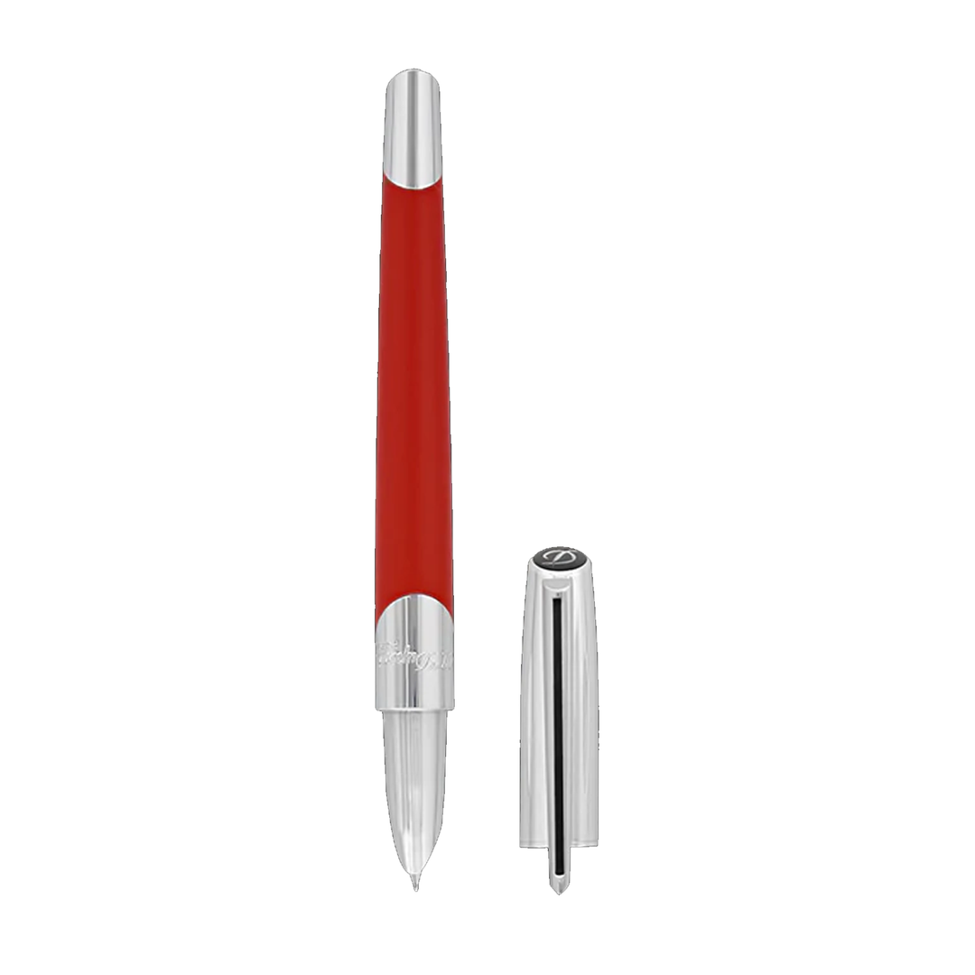 S.T. Dupont Défi Millenium Fountain Pen - Silver & Red