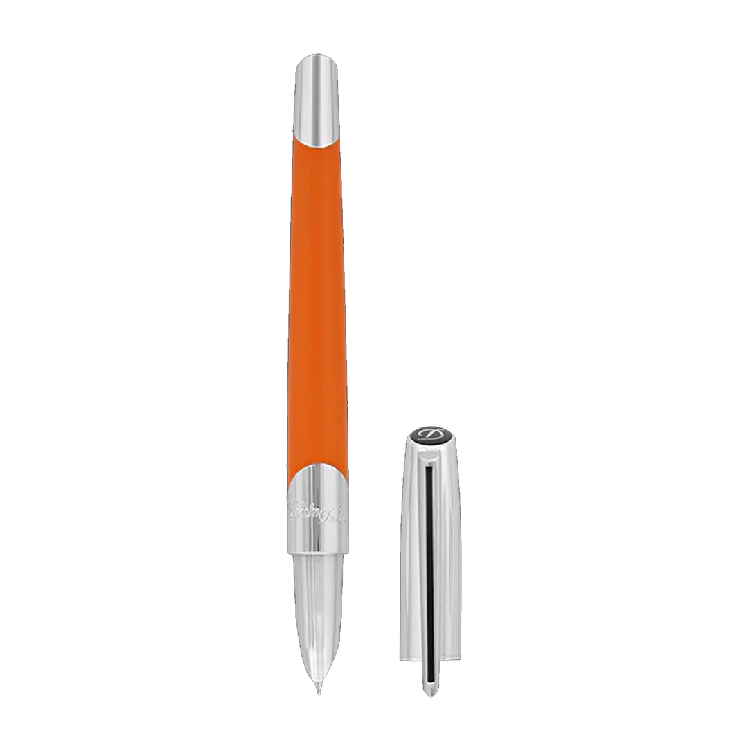 S.T. Dupont Défi Millenium Fountain Pen - Silver & Matte Orange