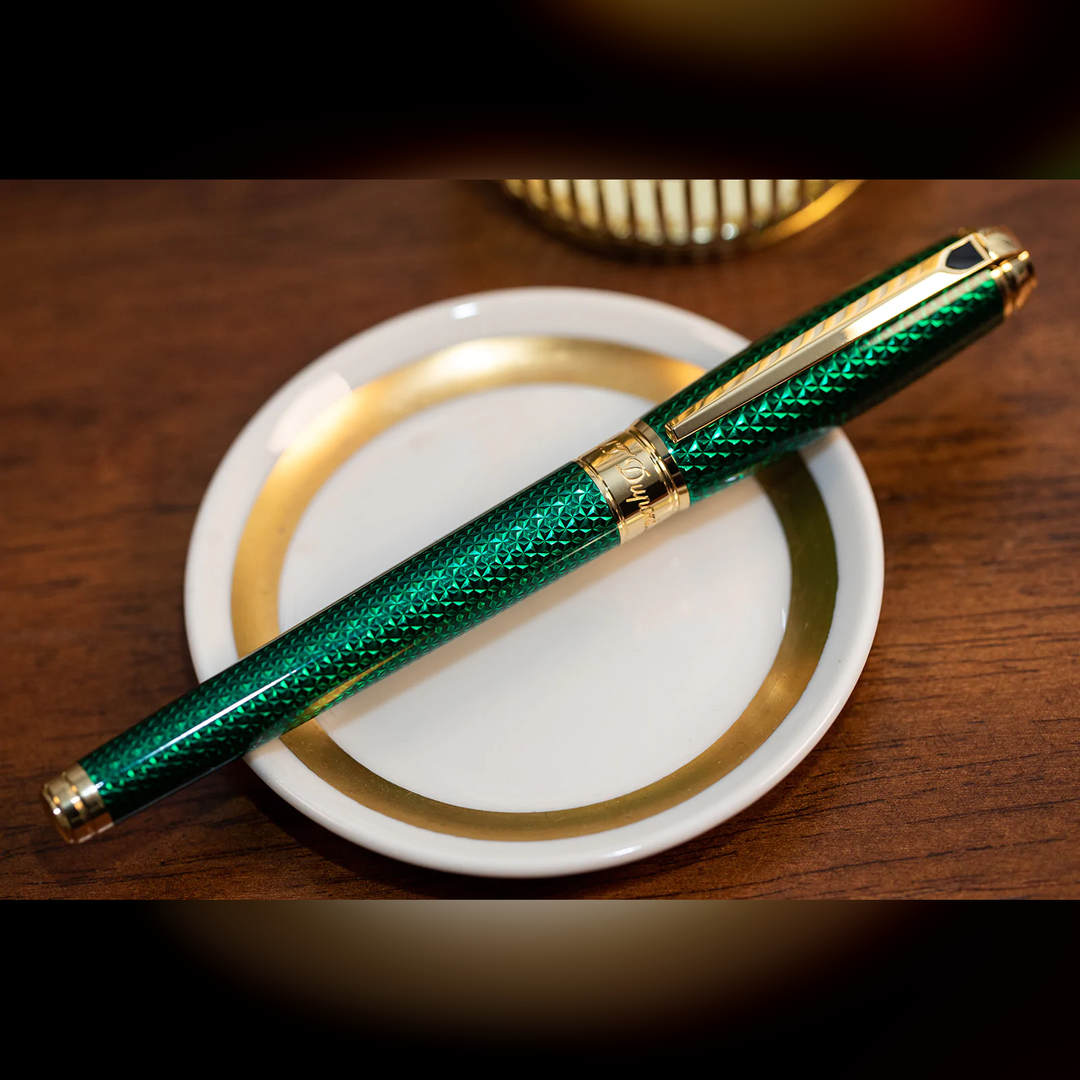 S.T. Dupont Line D Firehead Guilloche Rollerball - Emerald