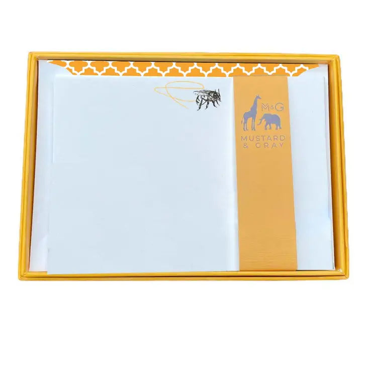 Mustard & Gray Notecard Set w/ Lined Envelopes