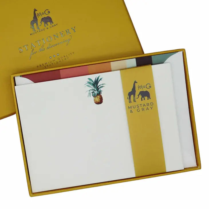 Mustard & Gray Notecard Set w/ Lined Envelopes