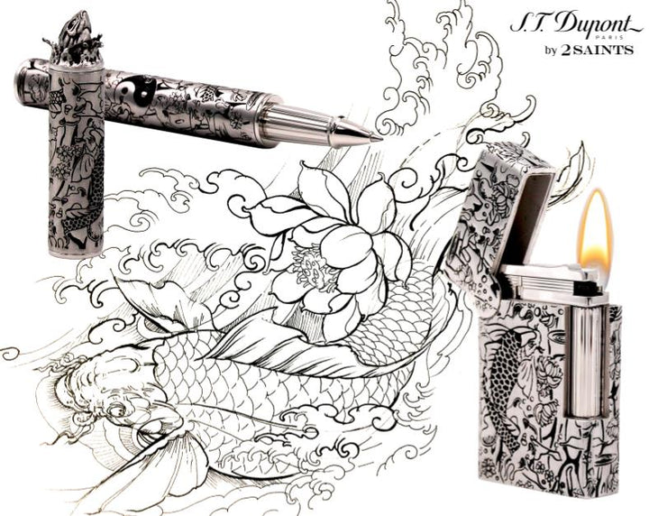 S.T. Dupont Haute Creation Tattoo Collection Rollerball Pen - Rhodium Koi Fish