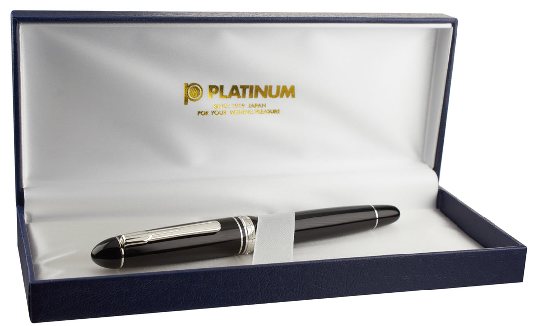 Platinum President Fountain Pen - Black w/ Rhodium Trim