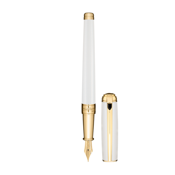 S.T. Dupont Line D Medium Fountain Pen - Pearl White