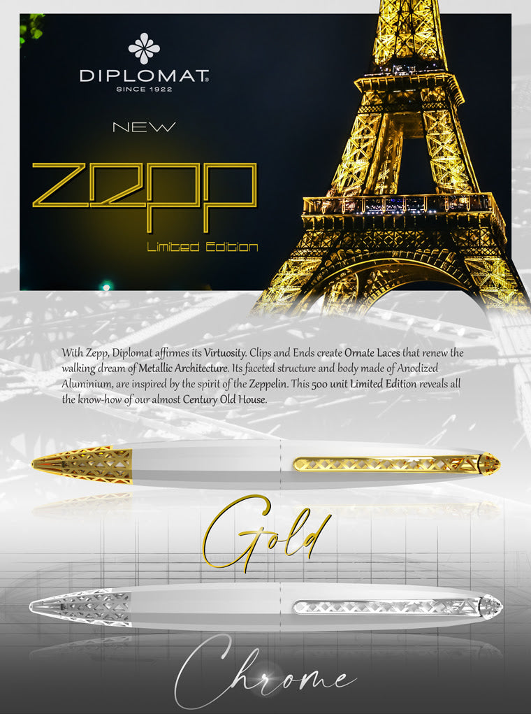 Diplomat Zepp 14K Fountain Pen - Chrome